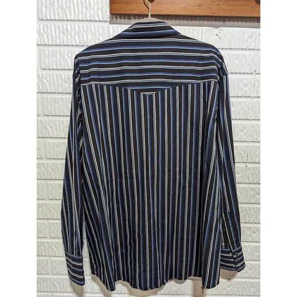 Wrangler Men's Blue Authentic Western Stripes Pearl Snap Button Up Shirt Sz XXL - Picture 4 of 6